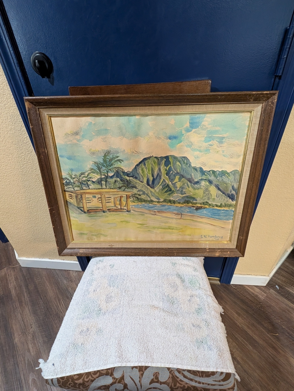 Vintage 1965 Signed Hawaii Diamond Head Painting L.N. Hornberg Framed